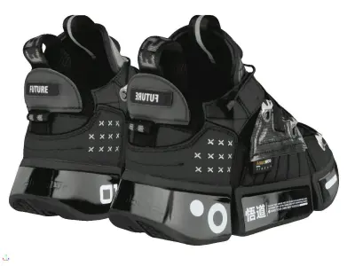 Cyberpunk fashion sneaker 5 Urban Techwear scifi future shoes  Low-poly 3D model