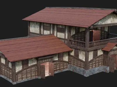 Medieval House Building 4K Textures GameReady 158 Low-poly 3D model
