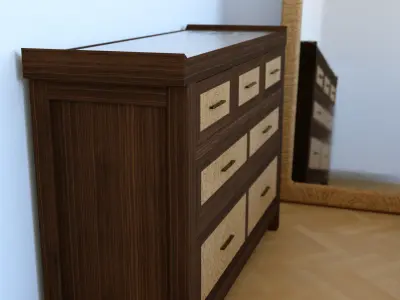 Bedroom Furniture  PBR Low Poly Low-poly 3D model