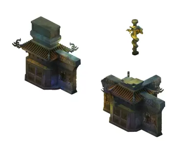 Game Model - lragon-shaped column Entrance 3D model
