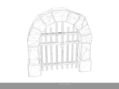 Low Poly Stylized Stone Dungeon Jail Gate Low-poly 3D model