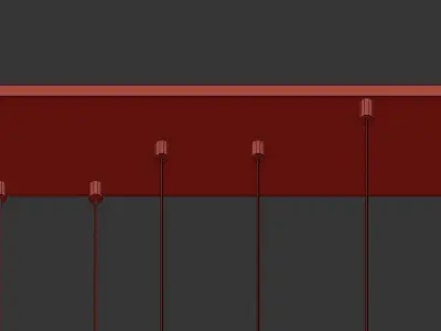 Lasus 6 five light chandelier with glass shades 3D model