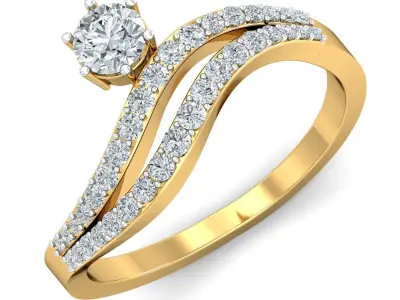 Solitaire Engagement Wedding Ring 3D print model 13