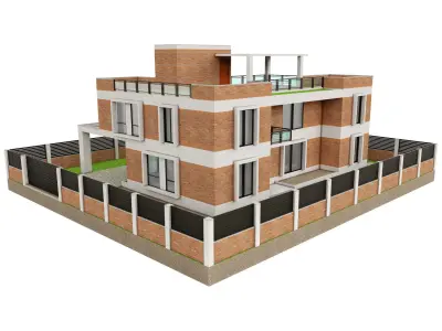 Modern Brick House 3 3D model