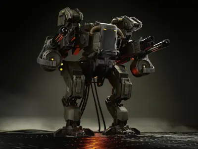 Warrior Mech Low-poly 3D model