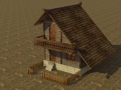 Medieval house 9 Low-poly 3D model
