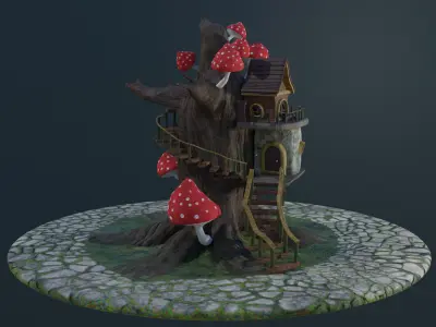 Fairy treehouse Low-poly 3D model