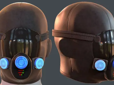 Gas mask helmet 3d model scifi Low-poly  Low-poly 3D model