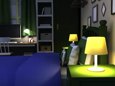 Little Bedroom Low-poly 3D model purchase