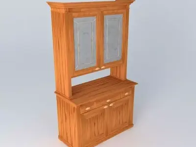 Sideboard wooden hutch with glass doors Free 3D model