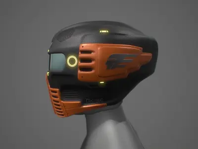 Futuristic Sci-Fi Motorcycle Helmet Low-poly 3D model