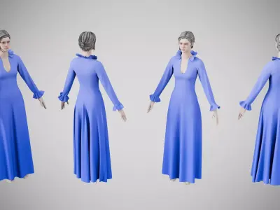 Dress 29 Very Light Blue Low-poly 3D model