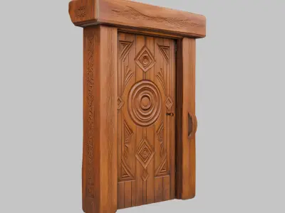 Mystic Wooden Door Low-poly 3D model