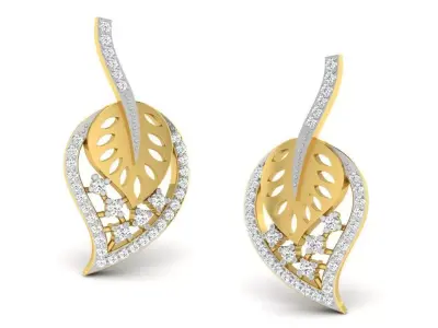 Gold Diamond Women Earring 3D print Model 3D print model 19
