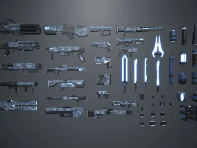 LowPoly Sci Fi Guns Pack Low-poly 3D model