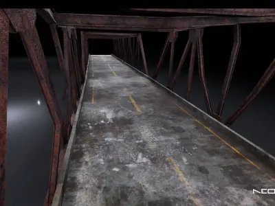 Low Poly Modular Broken Bridge 2 Low-poly 3D model