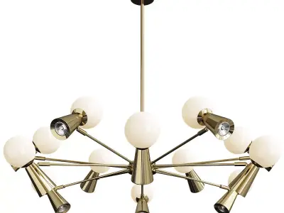 ABELINA modern brass chandelier with glass balls Low-poly 3D model