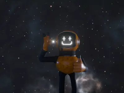 3D Lunar Space Robot Cartoon Low-poly 3D model