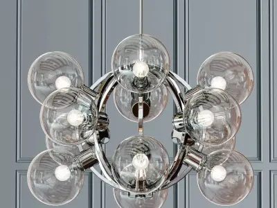 Atomic chrome Glass Sputnik Chandelier 3D model