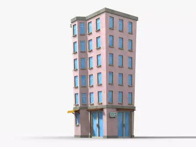 Cartoon Building x28 Low-poly 3D model