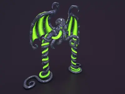 Ancient portal arch Low-poly 3D model