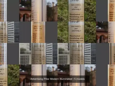 Advertising Pillar Modern Illuminated 3D Model Pack