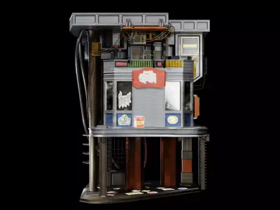 Sci Fi Cyberpunk Building Low-poly 3D model