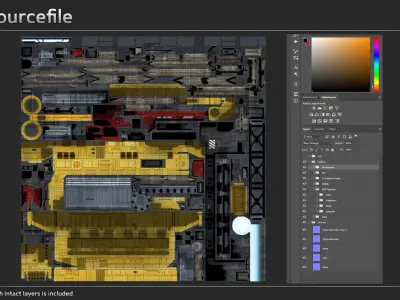 Spaceship CH12 Cargo Hauler Low-poly 3D model