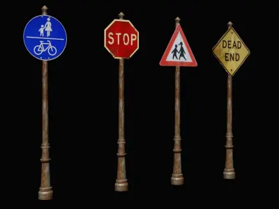 street sign Low-poly 3D model