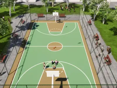 BASKETBALL COURT Low-poly 3D model
