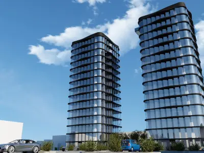 Modern Architectural visualization Low-poly 3D model