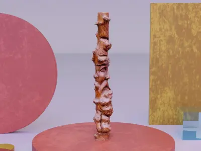 Wood sculpture old man 03 high-poly  3D model