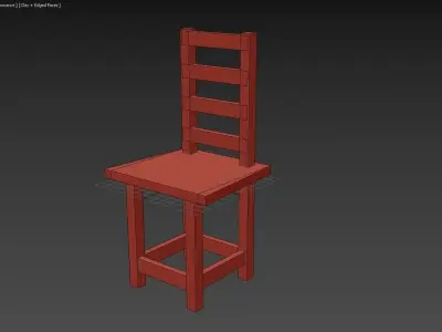Old Wooden chair Low-poly 3D model