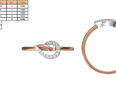 Light Weight Wedding Engagement Women Ring STL JCD Details 3D print model 4
