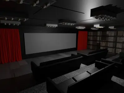 Cinema Room Low-poly 3D model