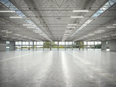 Warehouse empty with windows 3D model