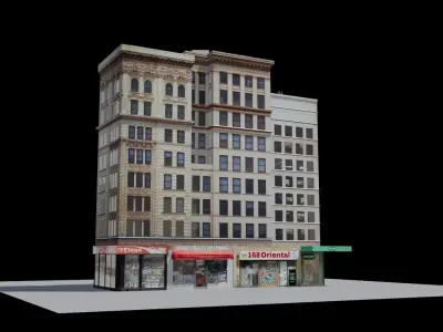 City Block building Low-poly 3D model