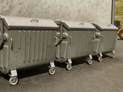 Metal Garbage Dumpster Low Poly Remastered Low-poly 3D model