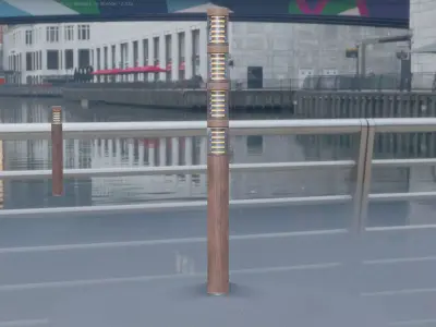 Wooden Light-Column 15 - Low-Poly Street-Light Set-9 Low-poly 3D model