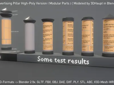 Classic Advertising Pillar High-Poly Version 3D model