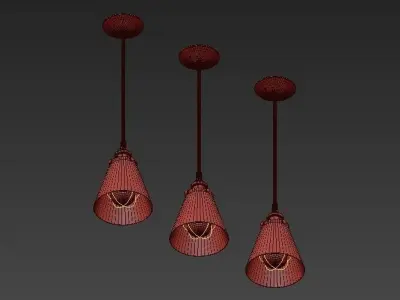 Globe three pendant lights with glass shades 3D model