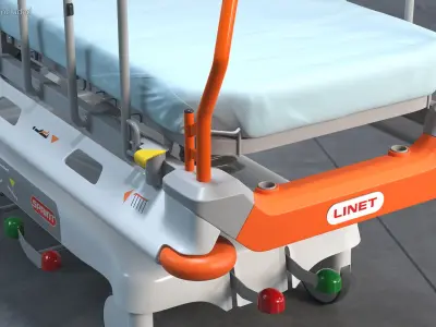  Hospital Stretcher with a Patient and a Doctor Rigged 