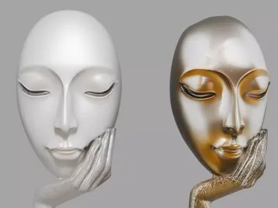 Serene Face Hand Sculpture Set 3D model
