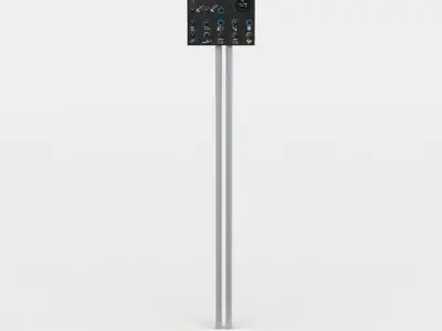 Panel metal pole with electronic device Low-poly 3D model