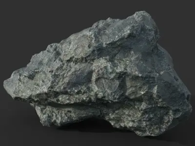 Low poly Damaged Black Rock A2 Low-poly 3D model