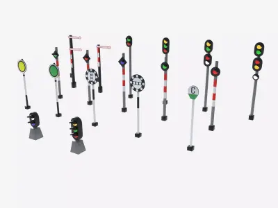 railway signals Low-poly 3D model