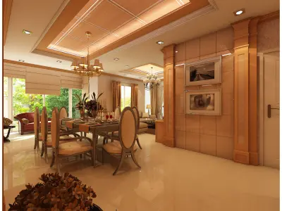 Light brown living 3D model