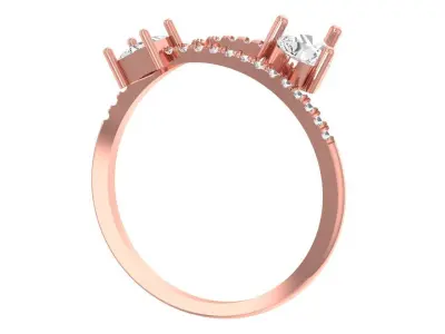 Open End Light Weight Pear Princess stone Band Ring 3D print model