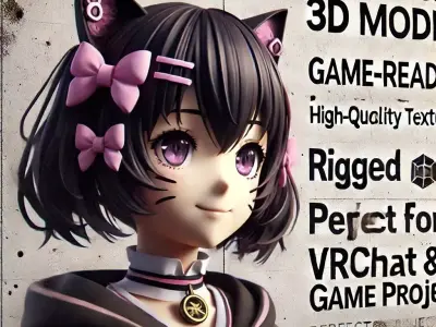 anime Catgirl Low-poly 3D model