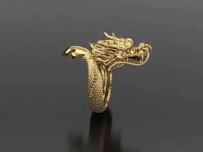 Dragon Ring Jewelry Light Gold 3D model